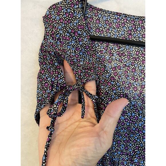 Express VIntage Y2K Size XS Silk Short Sleeve Babydoll Going Out Top Floral Dot - Picture 5 of 9